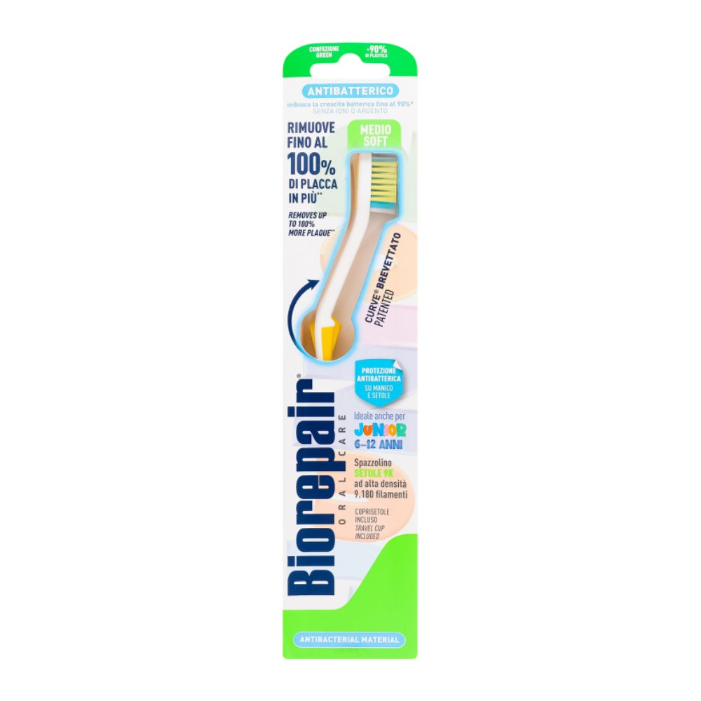 Biorepair Curve Junior zakrzywiona szczoteczka do zębów medium 7-14 lat 1 szt