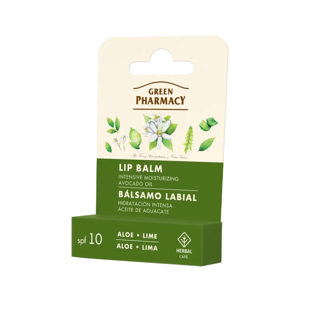 Green Pharmacy Lip Balm balsam do ust intensywnie nawilżający SPF10 aloes i limonka 3,6 g