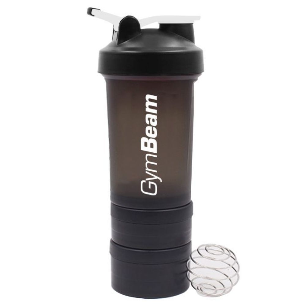 GymBeam Wielopoziomowy Szejker Multi-Storage Blend Bottle Black White 600 ml