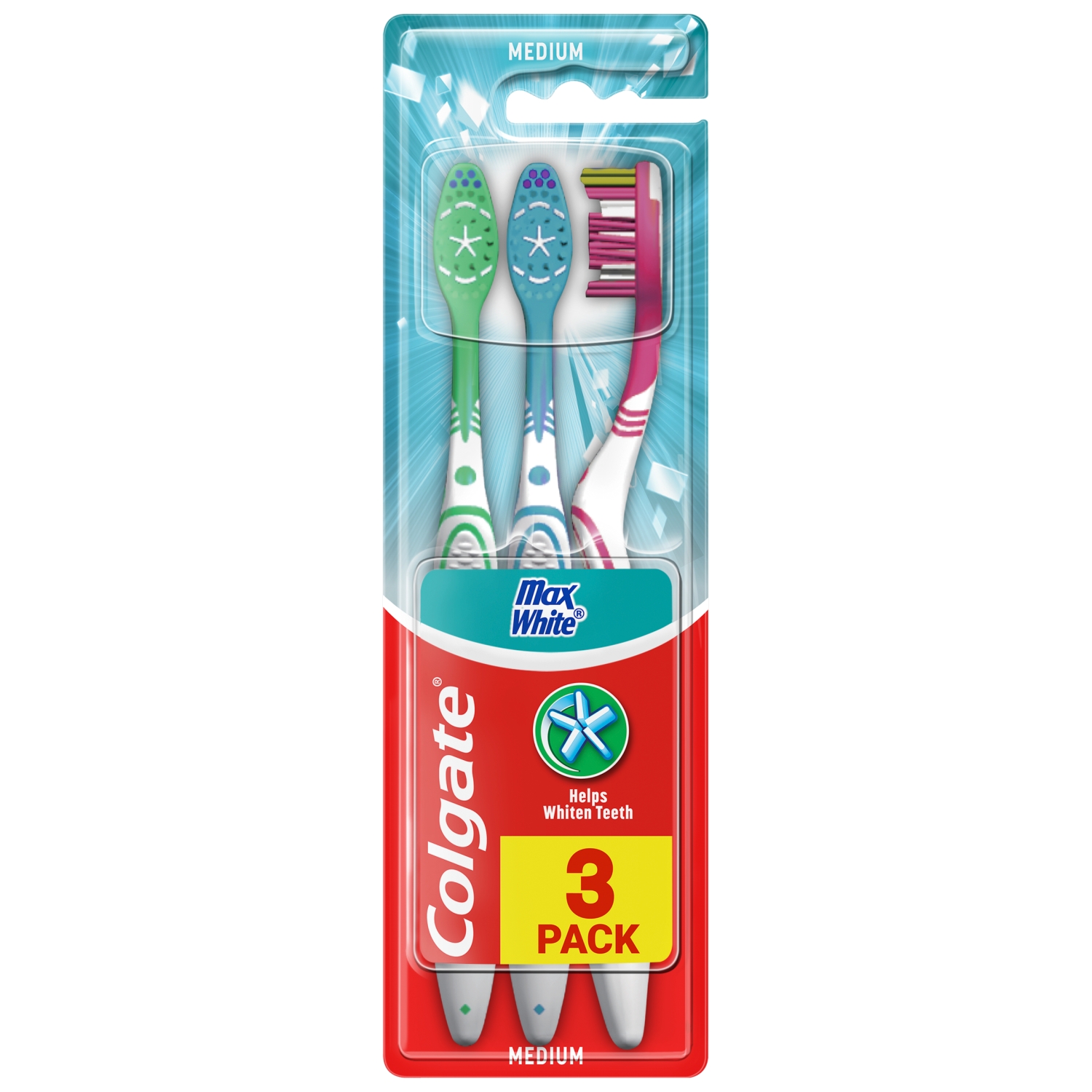 Colgate MaxWhite Szczoteczka do zębów średnia MEDIUM 3 sztuki main product photo
