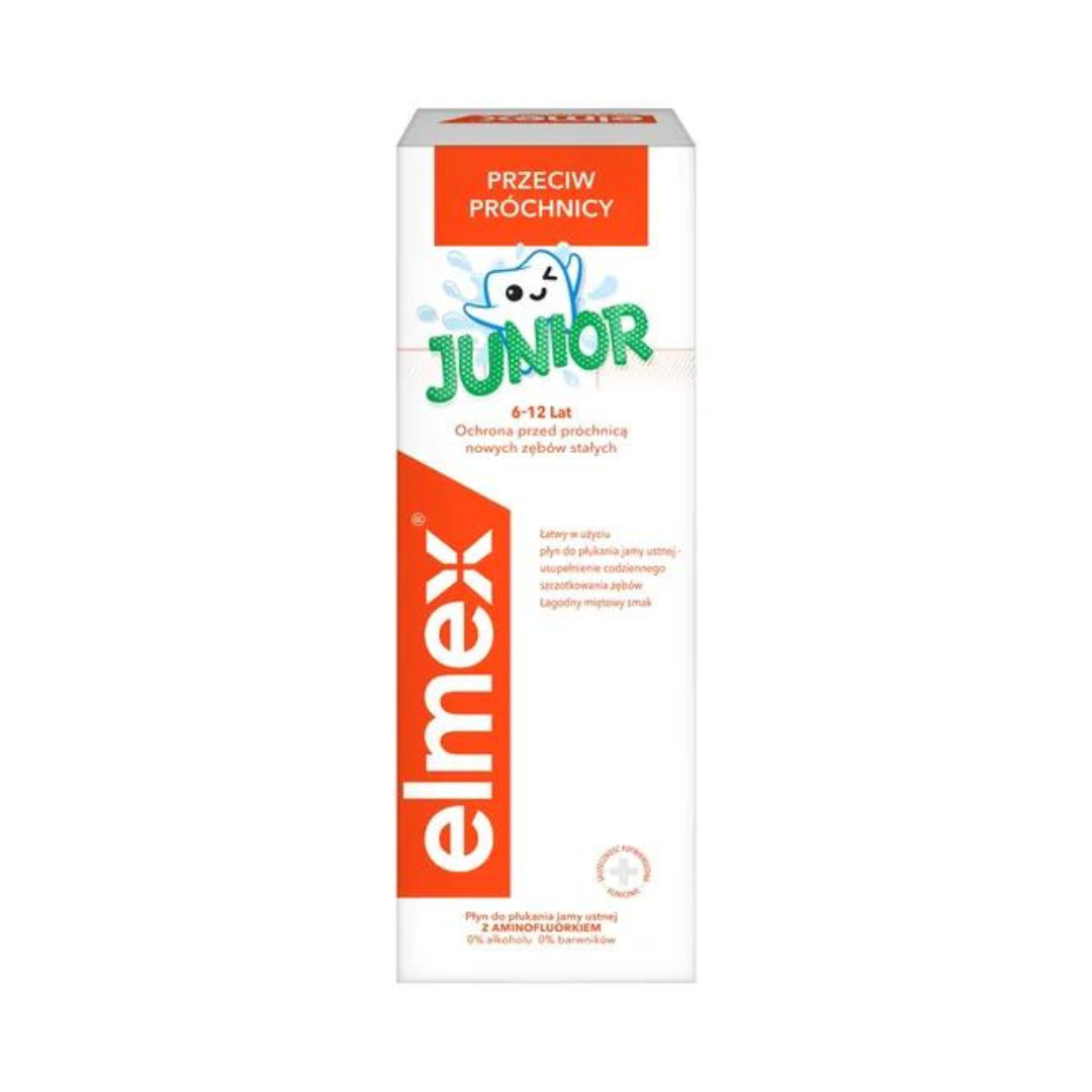elmex Junior Płyn do płukania jamy ustnej dla dzieci 6-12 lat bez alkoholu 400 ml