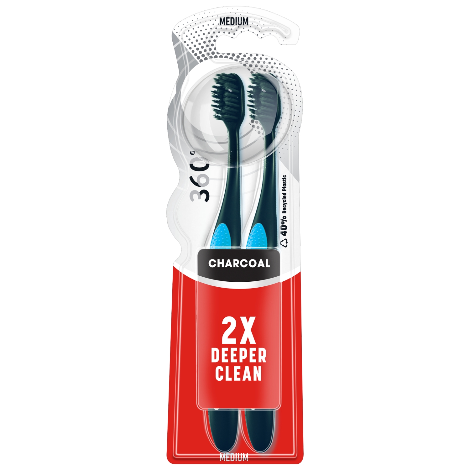 Colgate 360 Charcoal średnia 2-pack szczoteczka do zębów 