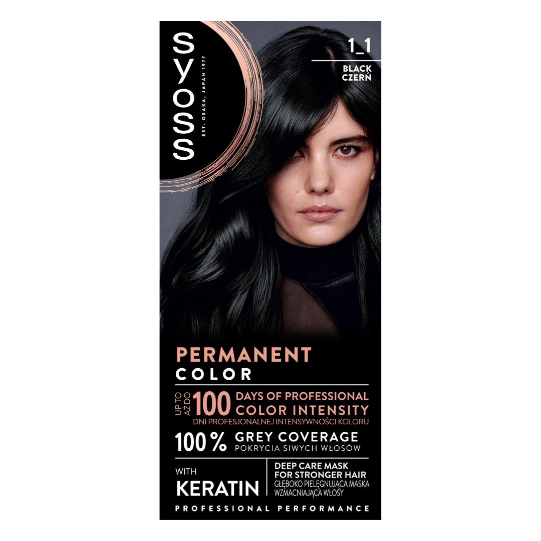 Syoss Permanent Coloration farba do włosów trwale koloryzująca 1-1 czerń