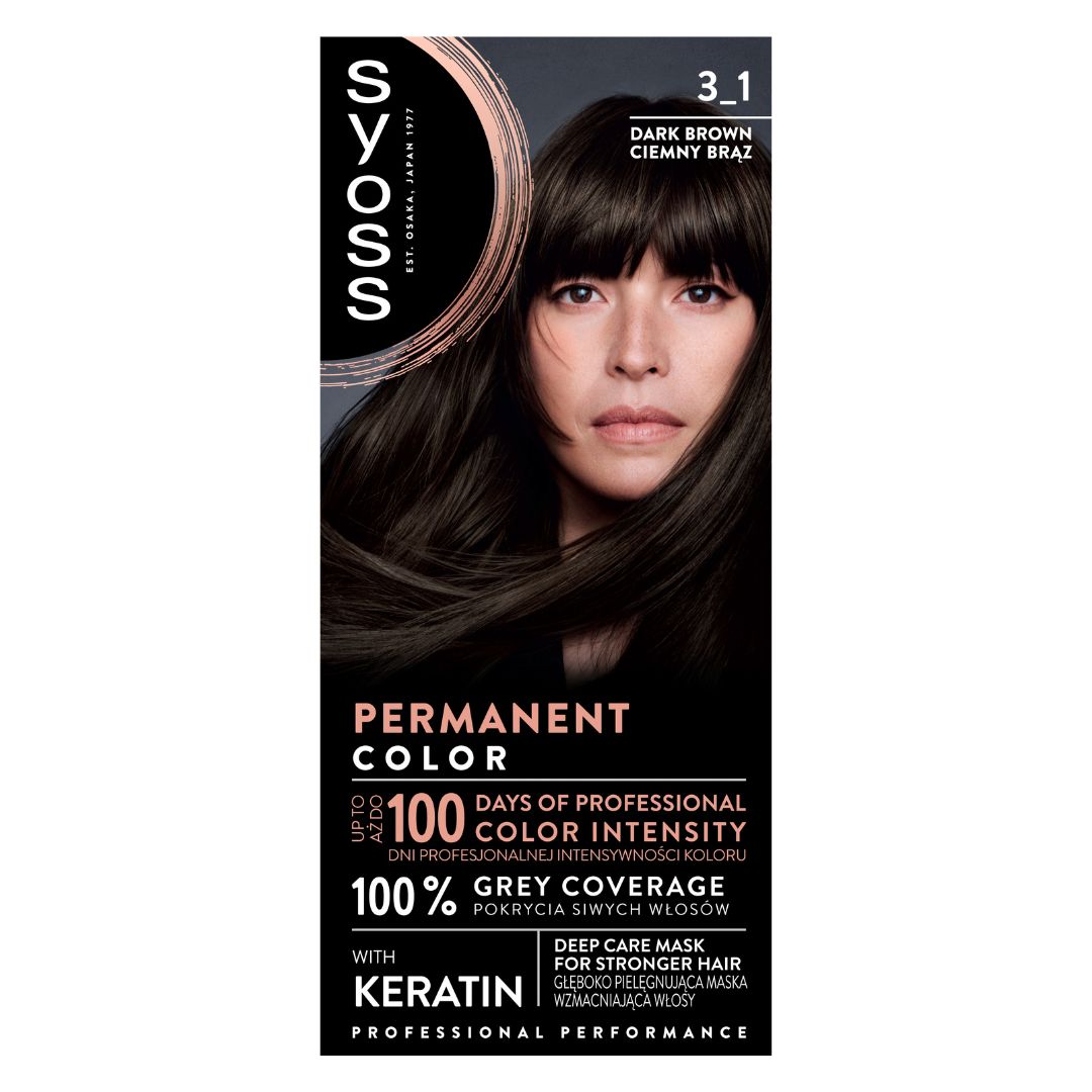 Syoss Permanent Coloration farba do włosów trwale koloryzująca 3-1 ciemny brąz