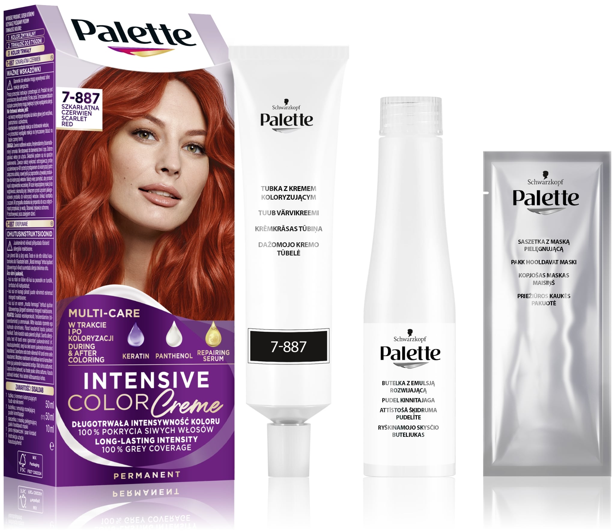 Palette Intensive Color Creme Farba do włosów w kremie 7-887 (RV6) szkarłatna czerwień