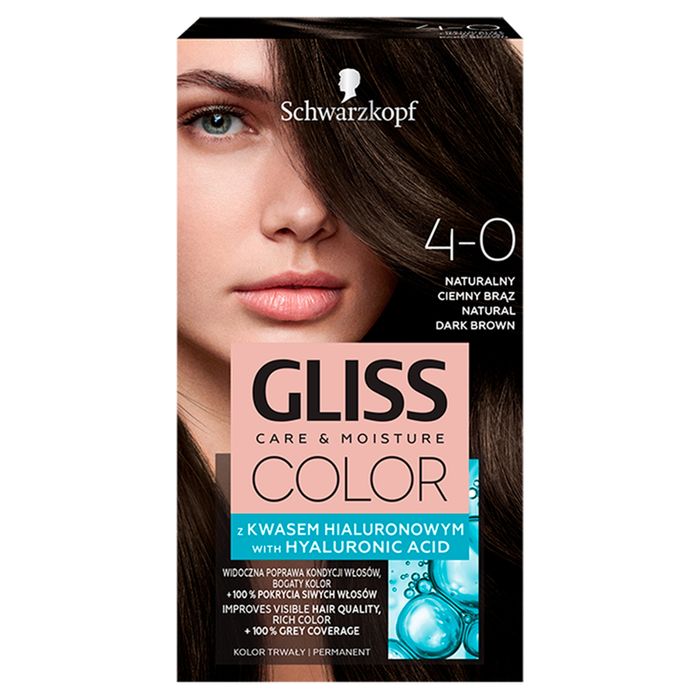 Schwarzkopf Gliss Color Farba do włosów naturalny ciemny brąz 4-0 main product photo