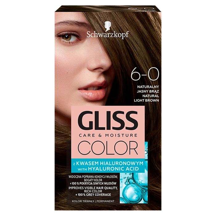 Schwarzkopf Gliss Color Farba do włosów naturalny jasny brąz 6-0 main product photo