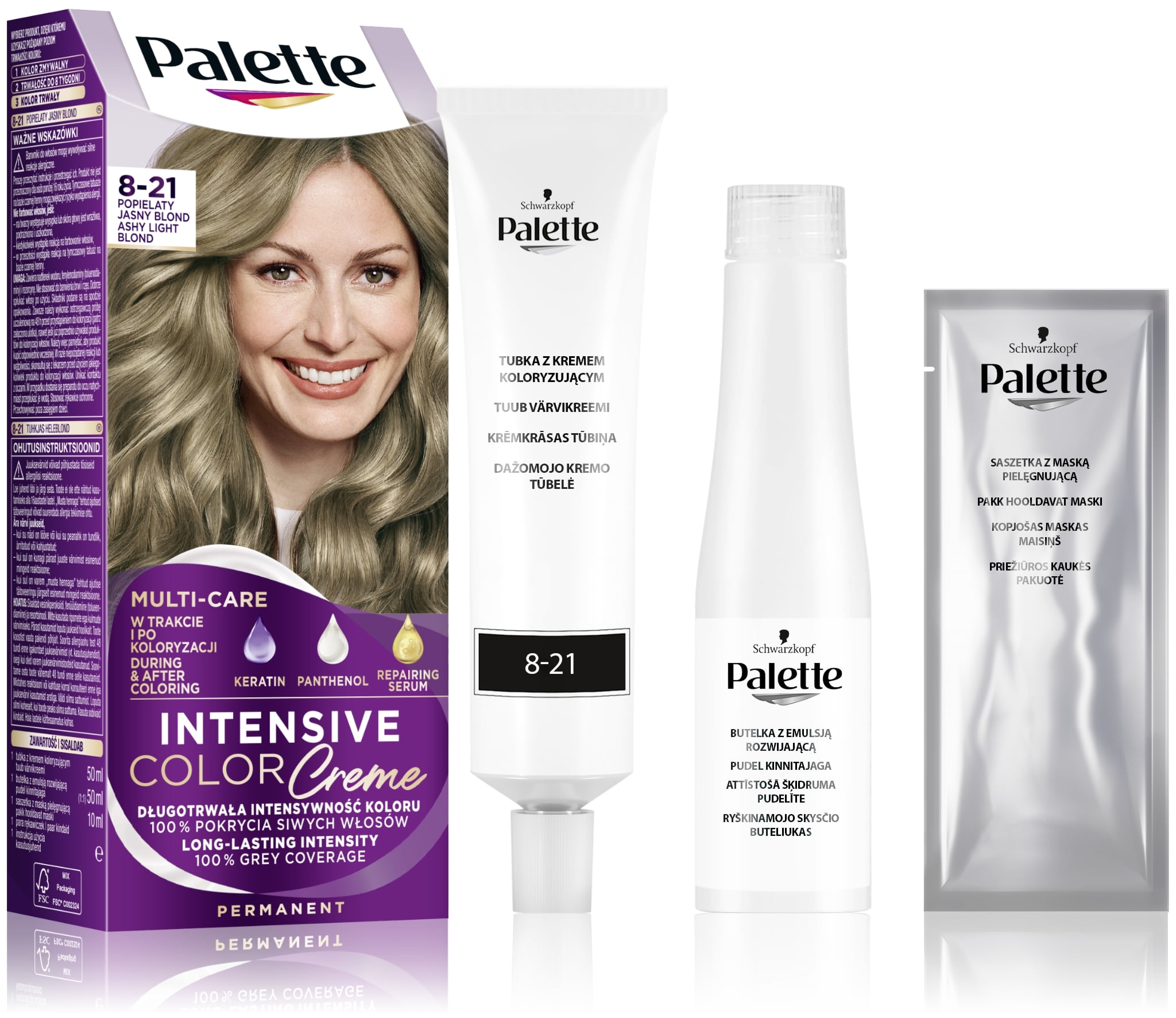 Palette Intensive Color Creme Farba do włosów popielaty jasny blond 8-21