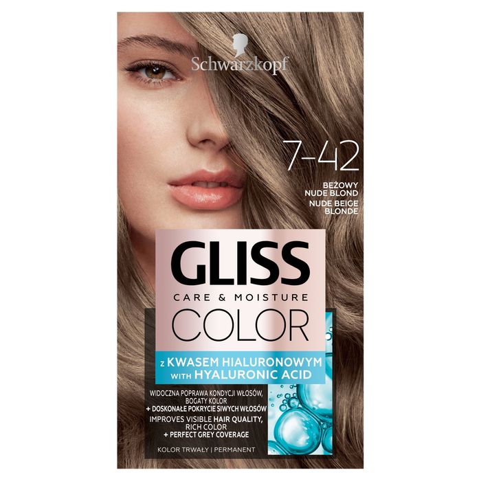 Gliss Color Care & Moisture Farba do włosów trwała 7- 42 beżowy nude blond, 1 szt main product photo