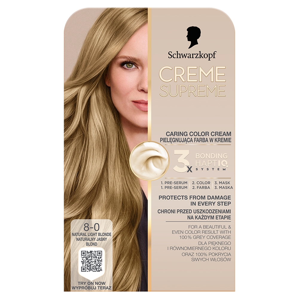 Schwarzkopf Creme Supreme 8-0 Naturalny Jasny Blond farba do włosów 1 sztuka