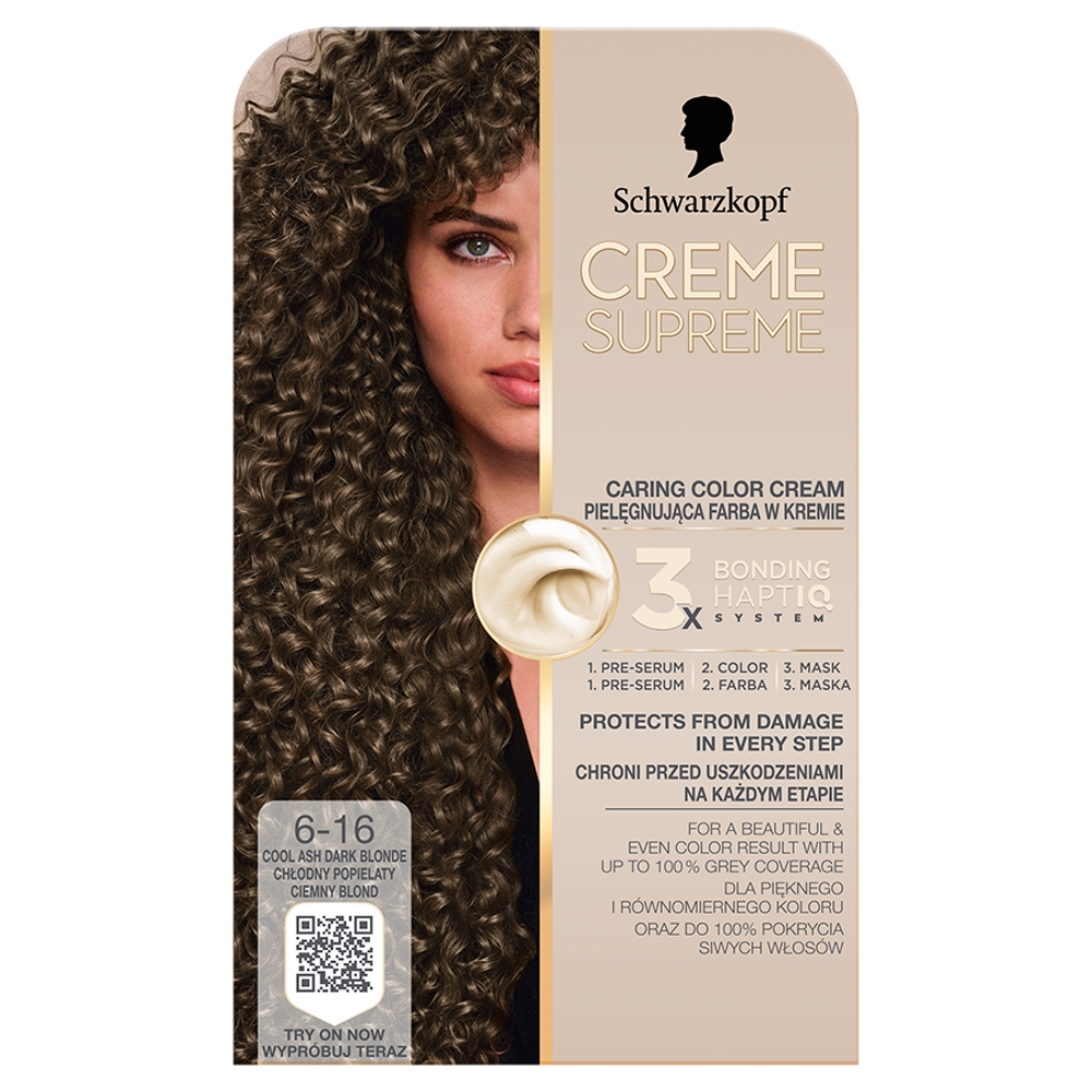 Schwarzkopf Creme Supreme 6-16 Chłodny Popielaty Ciemny farba do włosów 1 sztuka