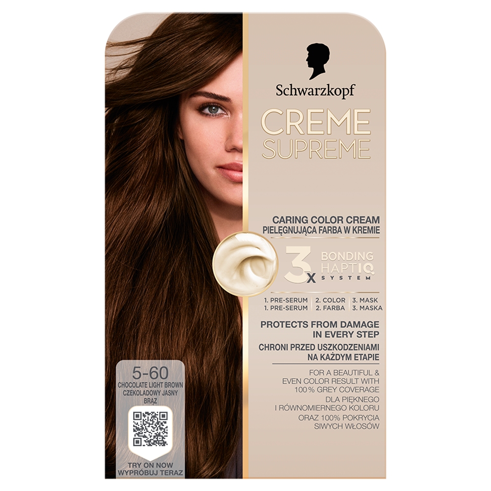 Schwarzkopf Creme Supreme 5-60 Czekoladowy Jasny Brąz farba do włosów 1 sztuka