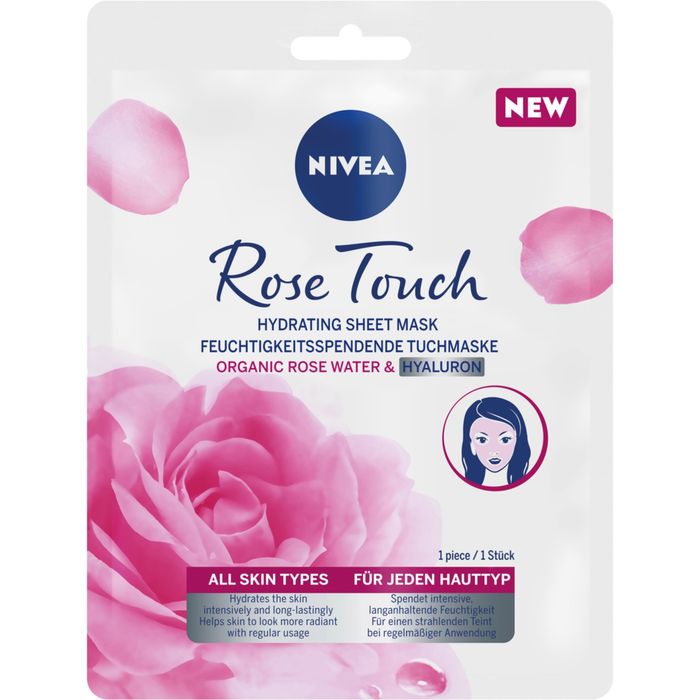 Nivea Rose Touch Intensywnie nawilżająca maska w płachcie 1 szt main product photo