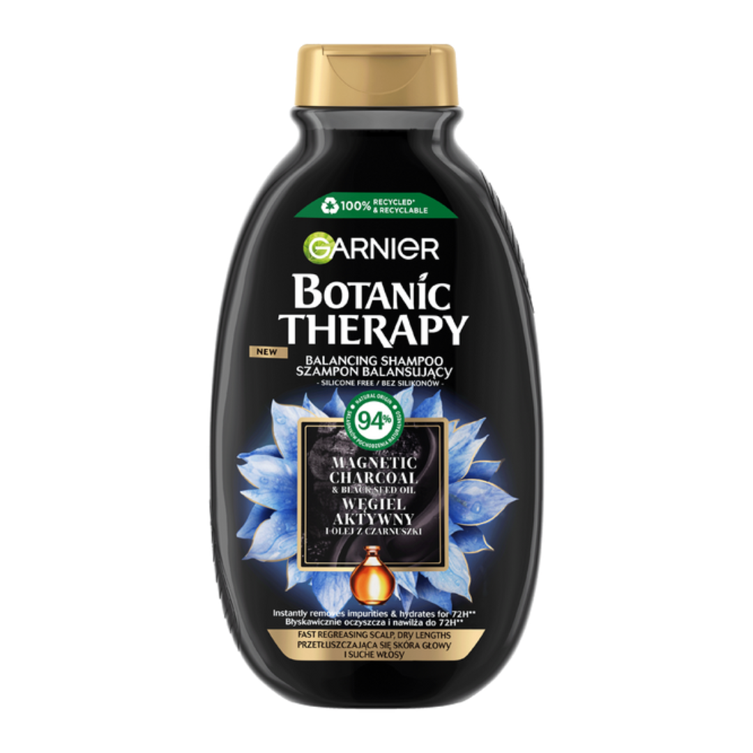 GARNIER BOTANIC THERAPY SZAMPON Z WĘGLEM AKTYWNYM I OLEJEM Z CZARNUSZKI 400ML