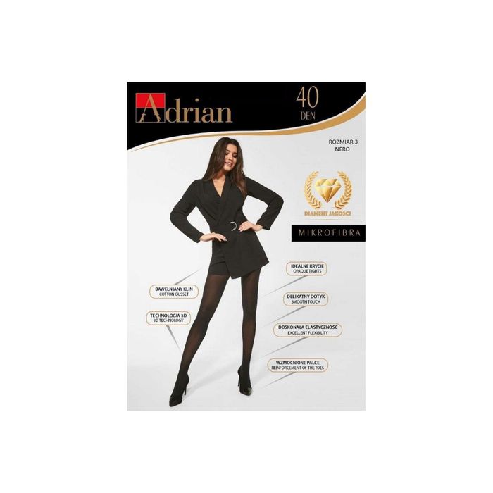 ADRIAN Rajstopy Damskie 3d 40 Den Nero Rozm.3 1 szt. main product photo