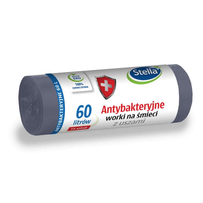 Stella Worki Na Śmieci Szare z Uszami Antybakteryjne 60l 14 szt. main product photo