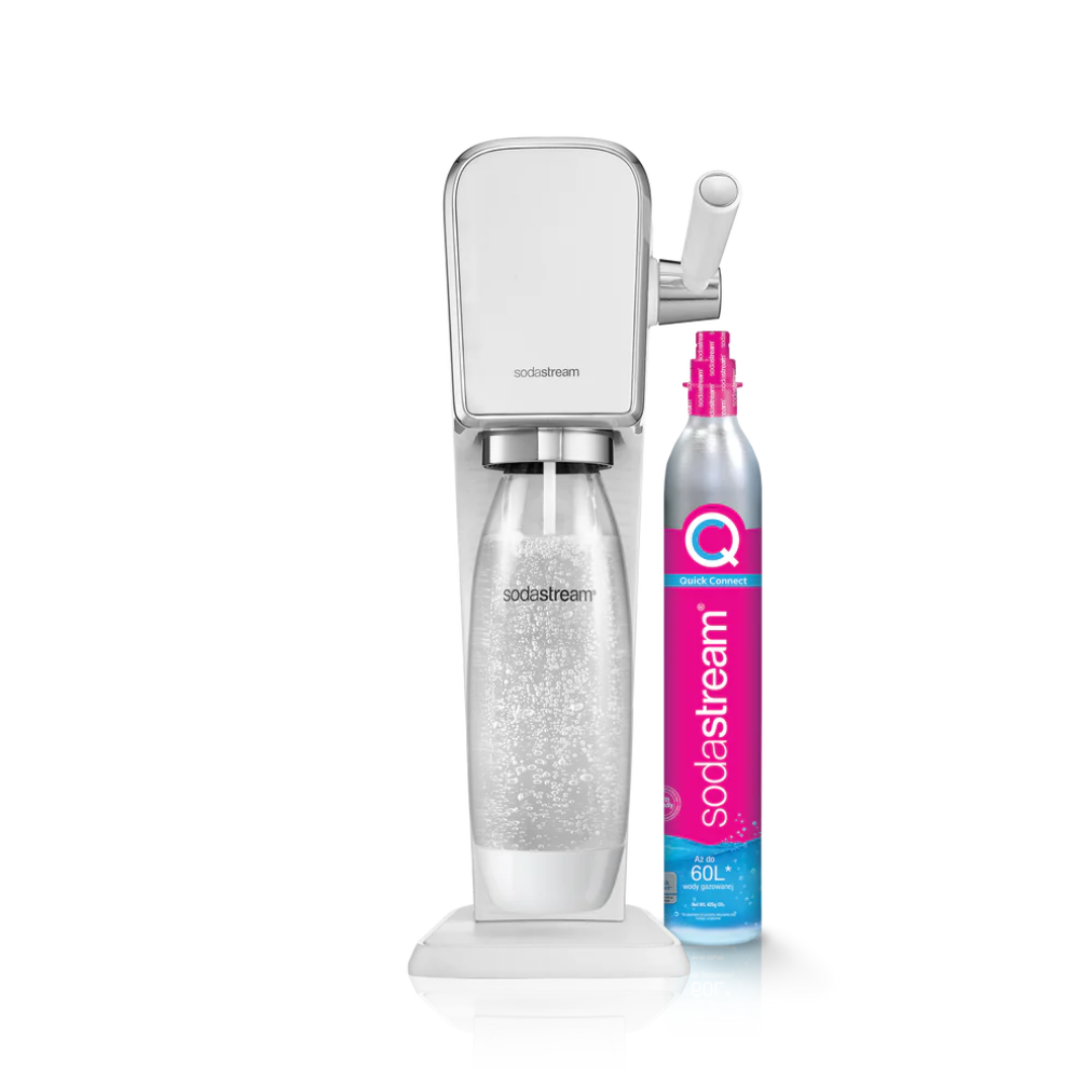 SodaStream saturator Art Biały + butelka 1L + cylinder z gazem CO2