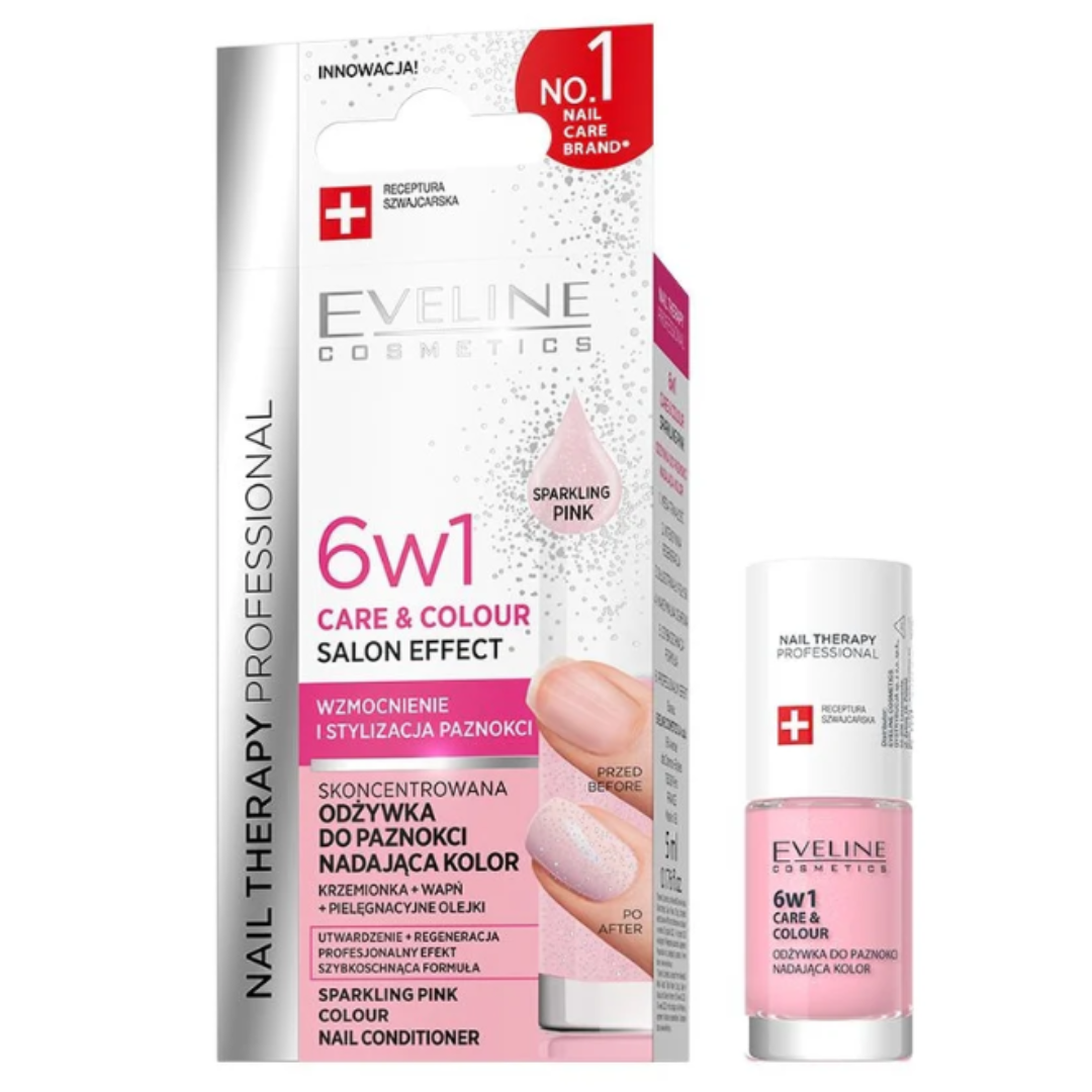 Eveline odżywka do paznokci 6w1 Nail Therapy Professional Sparkling Pink 5 ml