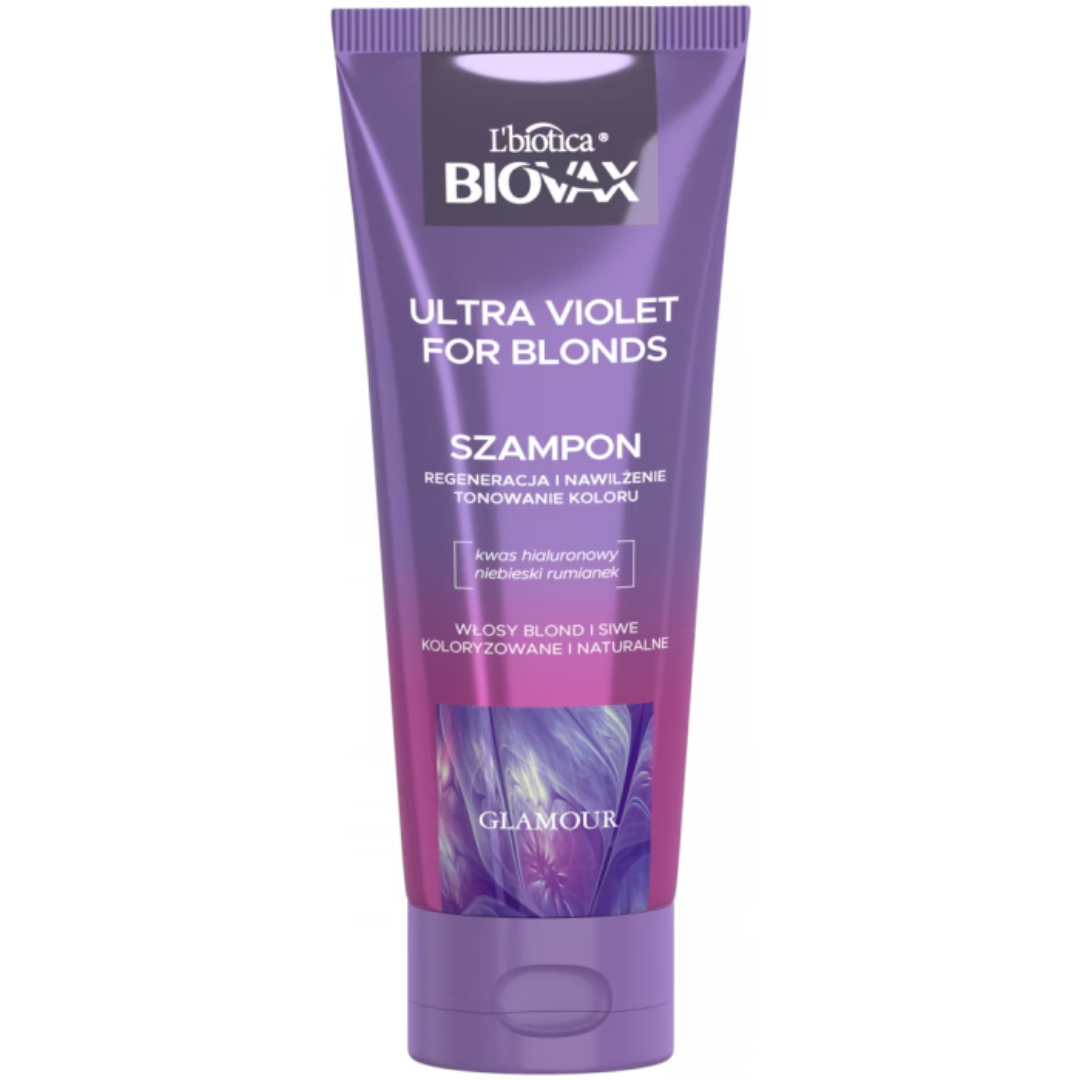 Biovax szampon do włosów blond i siwych tonujący regenerujący Ultra Violet 200 ml