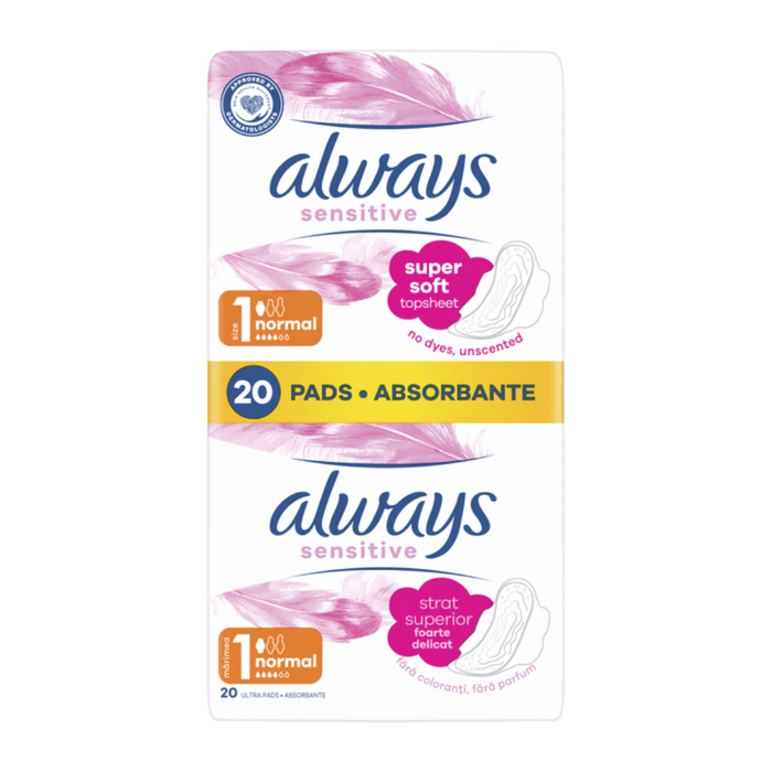 Always Ultra Sensitive Normal Plus (rozmiar 1) Podpaski ze skrzydełkami 20 szt main product photo