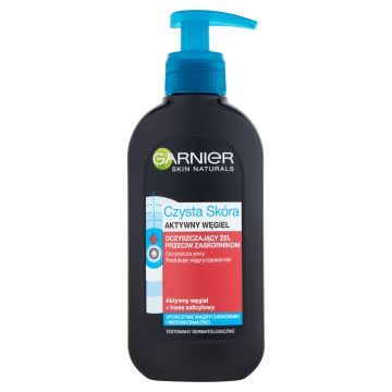 Garnier Czysta Skóra Oczyszczający żel przeciw zaskórnikom aktywny węgiel 200 ml