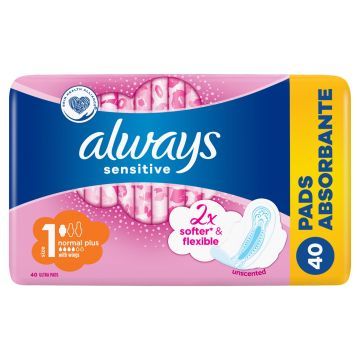 Always Ultra Sensitive Normal Plus (rozmiar 1) Podpaski ze skrzydełkami, 40