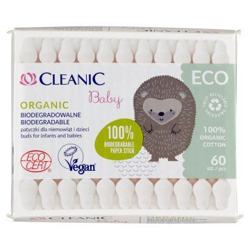 Cleanic Baby Organic Patyczki dla niemowląt i dzieci 60 sztuk