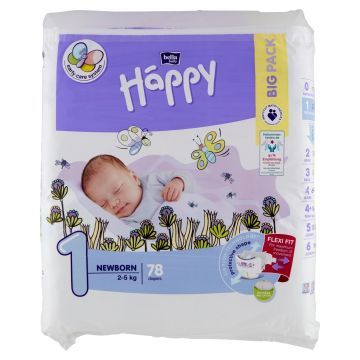 Bella Baby Happy Pieluszki jednorazowe 1 newborn 2-5 kg 78 sztuk