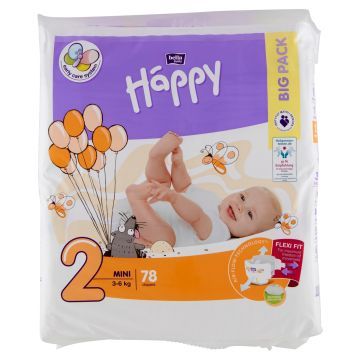 Bella Baby Happy Pieluszki jednorazowe 2 mini 3-6 kg 78 sztuk