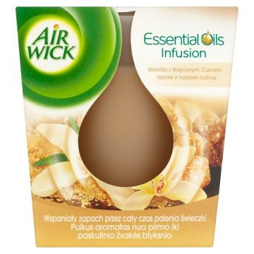 Air Wick Essential Oils Świeczka Zapachowa Wanilia z Brązowym Cukrem 105 g