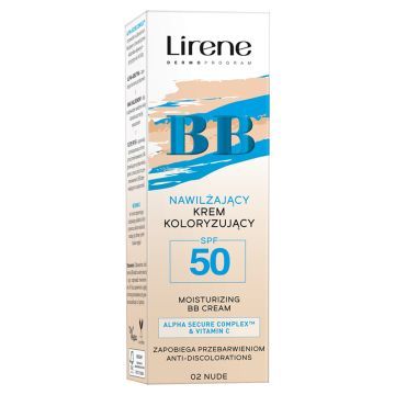 Lirene 02 Nude Nawilżający krem koloryzujący BB SPF 50 30 ml