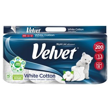 Velvet White Cotton Papier toaletowy 8 rolek