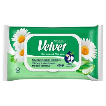 Velvet Camomile & Aloe Vera Nawilżany papier toaletowy 48 sztuk