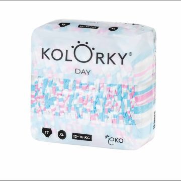 Kolorky Day Ekologiczna Pieluszka Jednorazowa Paski Xl 12-16 Kg 17 szt.