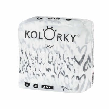 Kolorky Day Ekologiczna Pieluszka Jednorazowa Serduszka Xl 12-16 Kg 17 szt.