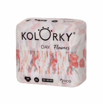 Kolorky Day Ekologiczna Pieluszka Jednorazowa Kwiaty Xl 12-16 Kg 17 szt.