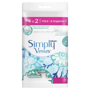 Gillette Simply Venus 2 Maszynki jednorazowe do golenia dla kobiet, 6 sztuk