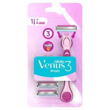 Gillette Simply Venus 3 Rączka maszynki do golenia + 4 ostrza