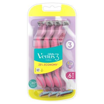 Gillette Venus 3 Colors Maszynki jednorazowe, liczba sztuk w opakowaniu: 6