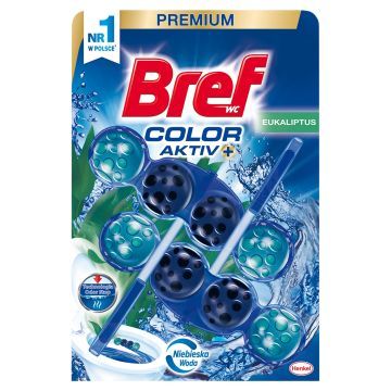 Bref WC Color Aktiv+ Zawieszka myjąco-zapachowa do muszli eukaliptus 2 x 50 g
