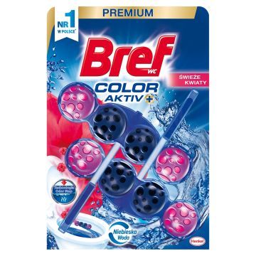 Bref WC Color Aktiv+ Zawieszka myjąco-zapachowa do muszli świeże kwiaty 2 x 50 g