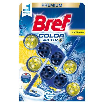 Bref WC Color Aktiv+ Zawieszka myjąco-zapachowa do muszli cytryna 2 x 50 g
