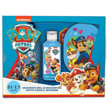 BI-ES FOR KIDS Zestaw prezentowy: Patrol Boy (Żel 2w1, 250 ml + Gąbka + Farbka do kąpieli 60 ml)