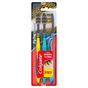 COLGATE COLG SZCZOT.ZIGZAG CHARCOAL 3-PACK