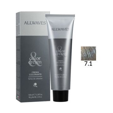 Allwaves Color Creme Farba Do Włosów 7.1 Średni Popielaty Blond 100 ml