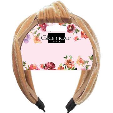 Glamour Opaska z Węzłem Welurowa Beżowa 1 szt.