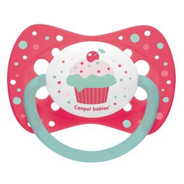 Canpol Babies Cupcake Smoczek Silikonowy Symetryczny 0-6 M-cy Różowy 1 szt.