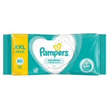 Pampers Sensitive Chusteczki Nawilżane Fragrance-free 80