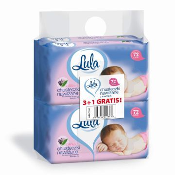 LULA Chusteczki Nawilżane 3 + 1 Gratis z Alantoiną 72 szt.