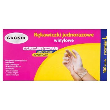 Grosik Rękawiczki Jednorazowe Winylowe l 100 szt.